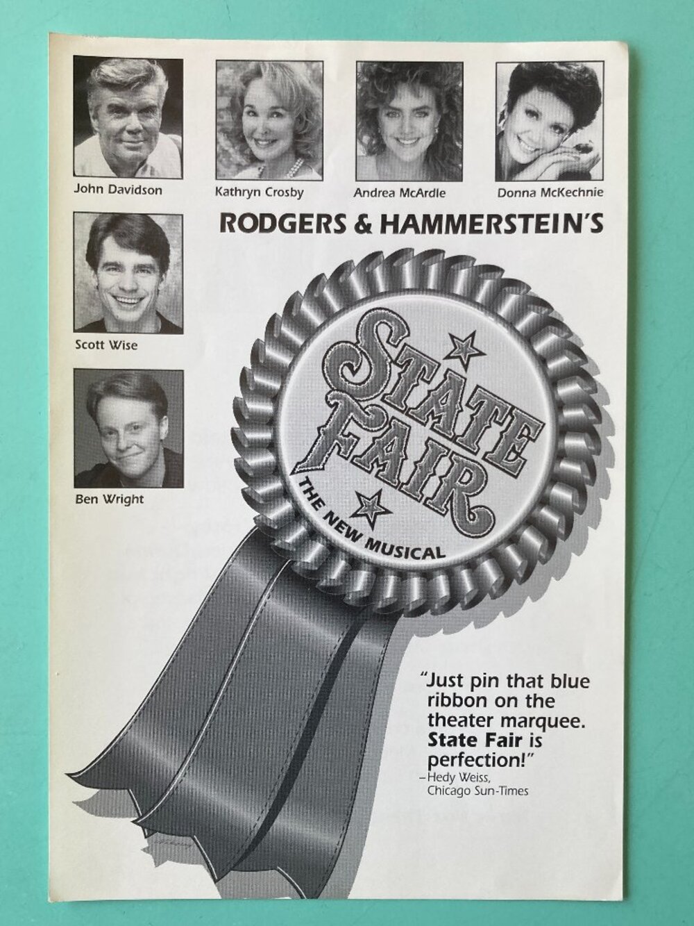 2 Sided Paper Flyer 6X9" State Fair John Davidson Andrea McArdle Donna McKechnie